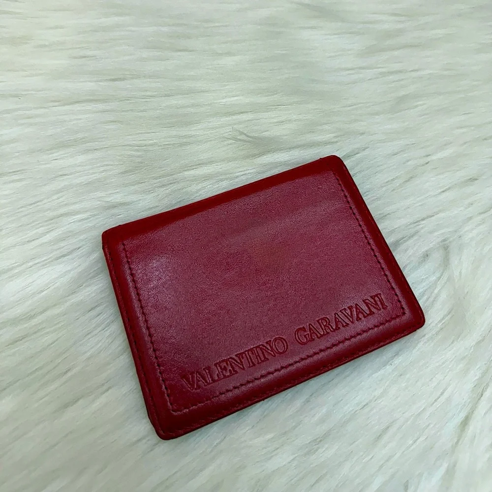 VALENTINO GARAVANI - RED LEATHER BIFOLD CARDHOLDER WALLET CASE